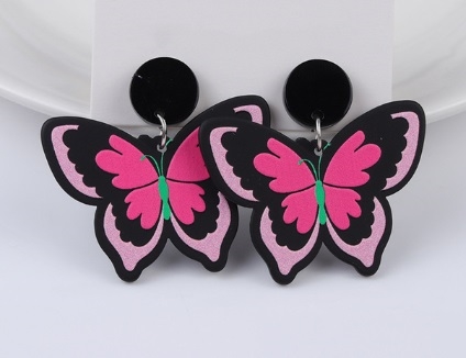 ØRERINGE - Store sommerfugle, pink